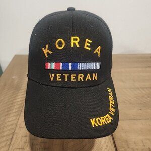 Korea War Veteran Embroidered Adjustable Hat Cap Strapback Black Embroidered